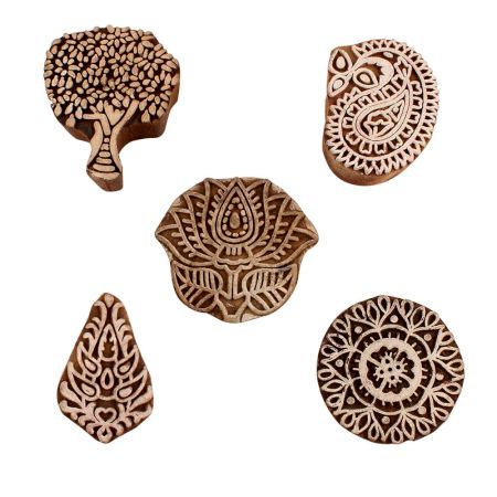 Set of 5 Piece New Mix Wooden Printing Blocks